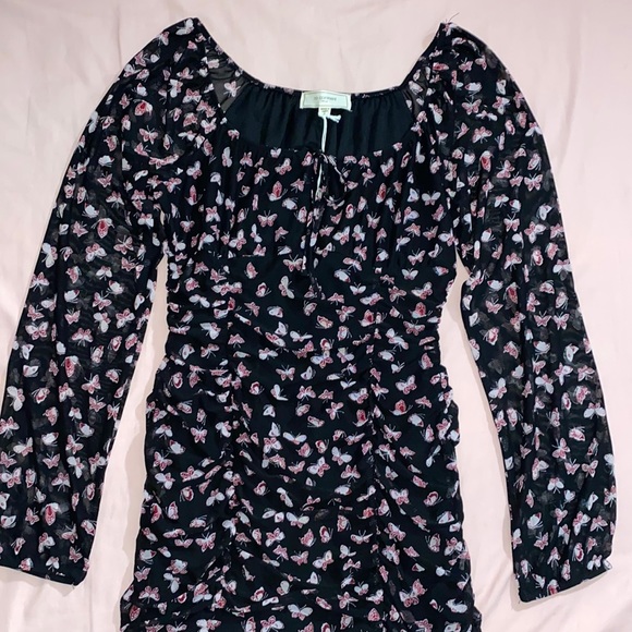Black Bodycon Dress with Purple butterflies - Picture 1 of 2